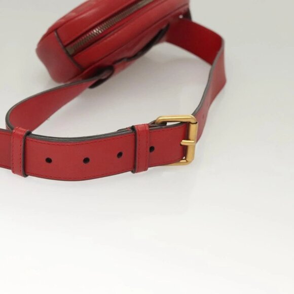 GUCCI GG Marmont Waist Bag Leather Red Gold - Picture 7 of 16